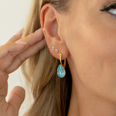 Серебряные серьги "Kristāla Lāse (Aqua Bohemica)" с кристаллами Preciosa™